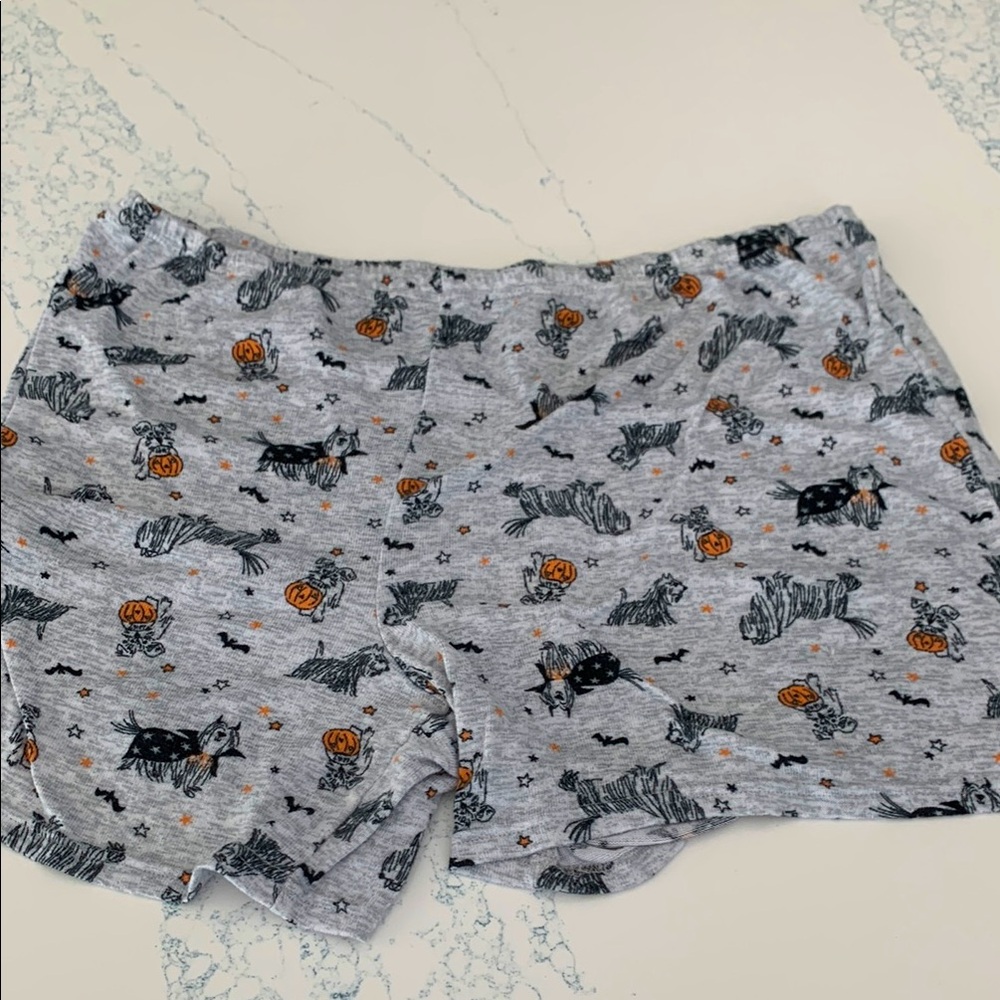 Gray Halloween Print Women's PJ Shorts